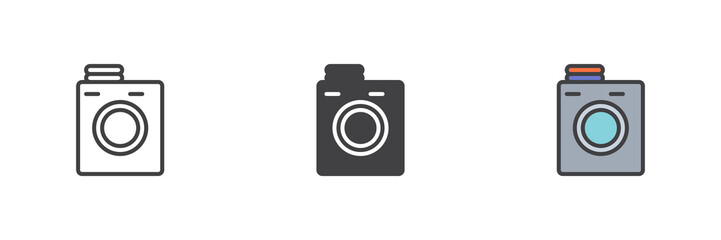 Washing machine different style icon set