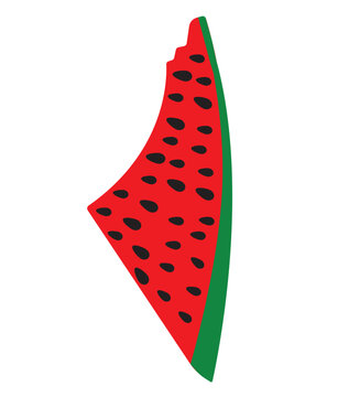 Free Palestine! We stand with Palestine! Palestine Flag with Watermelon metaphor	