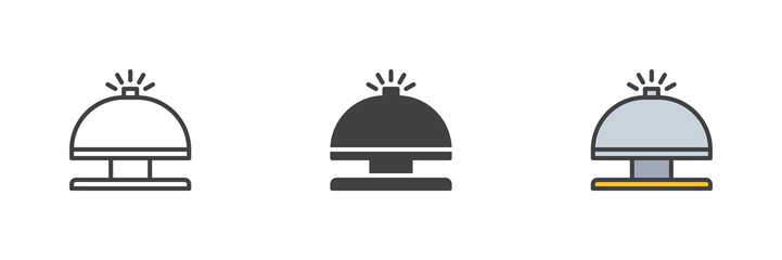 Reception bell different style icon set
