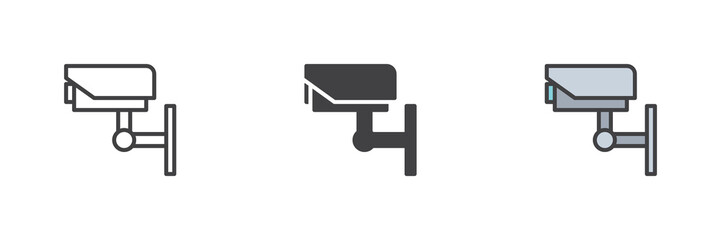 Surveillance camera different style icon set