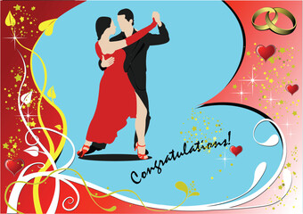 Valentine`s Day greeting card with tango dancing