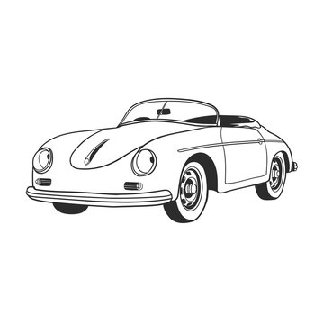 Outline illustration design of a vintage car 2