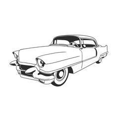 Outline illustration design of a vintage car