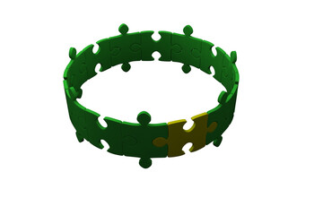 Digital png illustration of circle with green puzzles on transparent background