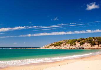 Horseshoe Bay near Victor Harbour in South Australia is perfect white sand and clear waters