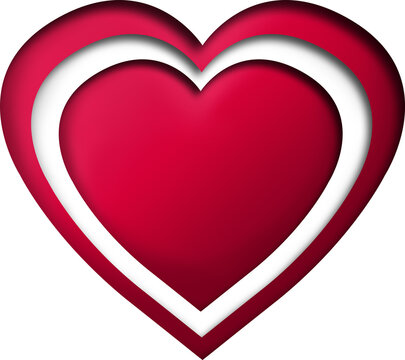 Digital png illustration of white and red heart with copy space on transparent background