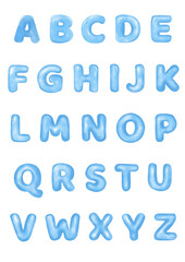 blue and white watercolor alphabet