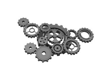 Digital png illustration of gray cogs on transparent background