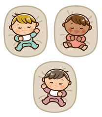 眠っている赤ちゃんのかわいいイラスト