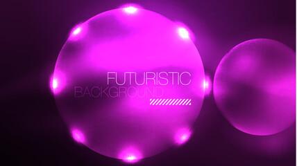 Circles with bright neon shiny light effects, abstract background wallpaper design