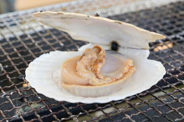 ホタテ貝の網焼きバーベキュー