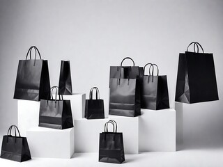 "Get a head start on Black Friday shopping with our stylish shopping bags. Your trusted companion for the super sale event."  Shopping bag background generative AI digital Illustration.