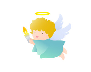 キャンドルを持つ天使のイラスト