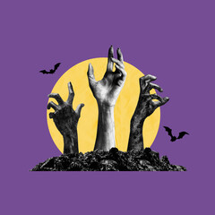 Zombie, hands, Halloween, cemetery, night monster, scary, Tomb, Graveyard, Frankenstein, Vampire, Tomb, Necropolis, Rising, Haunted, Horror, Tombstone, Night, Ghost, Earth, Moon, Monster, Buried