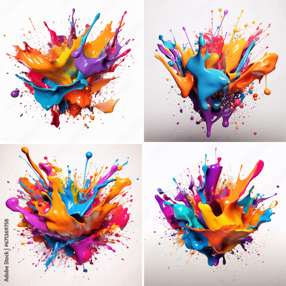 Canvas Prints colorful splashes on white splatter explode color cosmic burst cosmos explosion destruction movement