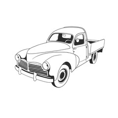 Outline illustration design of a vintage car 13