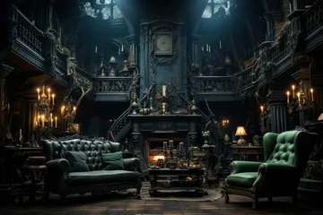 Photo sur Plexiglas Vieil immeuble Haunted mansion interior spooky decor eerie ambiance