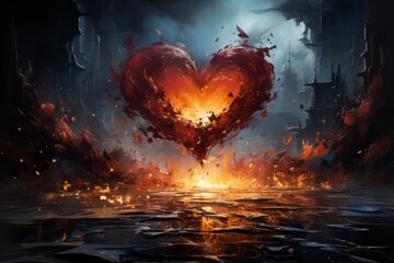Heart romantic artwork love and passion emotional - obrazy, fototapety, plakaty