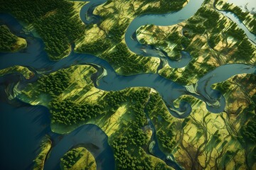 Obraz premium Drone Marsh Generative AI 