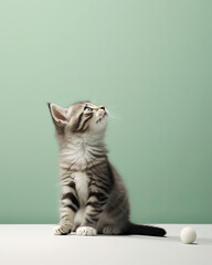 Obraz premium A cute little cat with a simple clean background