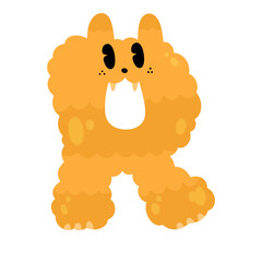 cute cartoon monster alphabet funny colorful doodle crazy groovy retro 90s letter font character illustration