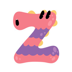 cute cartoon monster alphabet funny colorful doodle crazy groovy retro 90s letter font character illustration