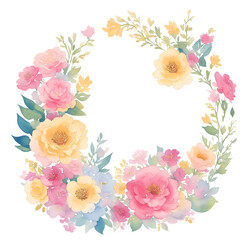 Pink and yellow flower wreath