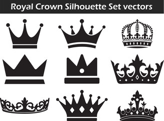 Royal Crown Silhouette Set vectors