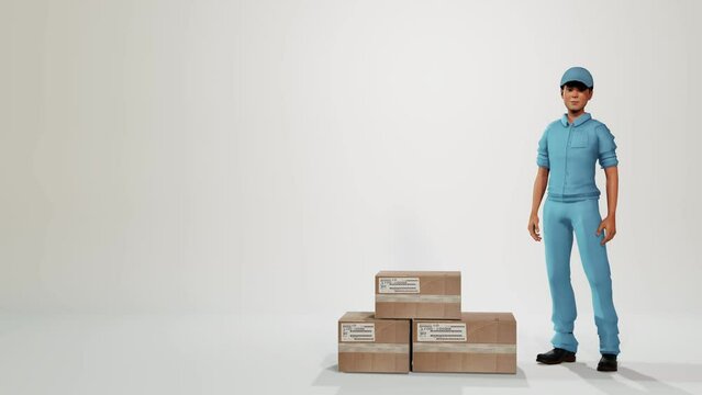 3D Courier Animation Character Standing