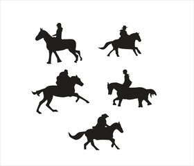 set of horses silhouettes