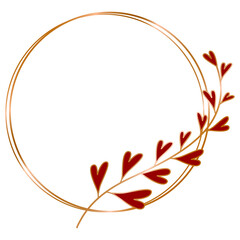 Heart circle wreat frames ,Romantic frames in circle , Round frame with heart pattern design, Valentine's Day  copper line , decorative frame element , png transparent background illustration