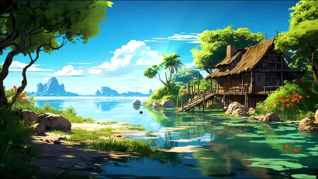
"Lo-Fi island beats visualizer for VTubers: serene animated island backdrop, perfect for streams, video calls. Elevate virtual ambience with tropical rhythms & dynamic visuals