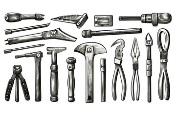 Check out this minimalistic vector illustration of a hand-drawn set of tools isolated

 Generative AI