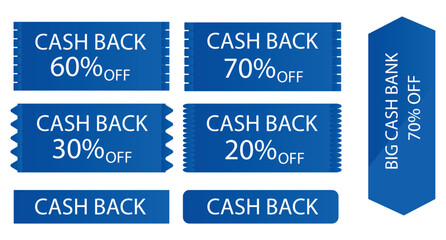 Blue discount paper tag labels. Vector available
