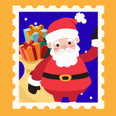 christmas stamp with santa claus