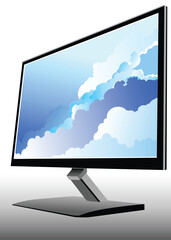 Flat computer monitor. Display. Vector 3d illustration