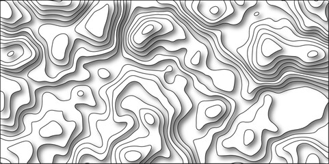 Vector geography scheme and terrain. Contour map background. Geographic line mountain relief. Brochure curve trendy liquid background template with paper cut out effect