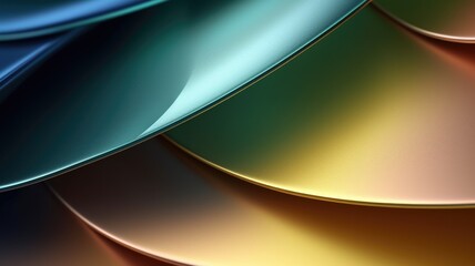 The close up of a glossy metal surface in green, blush pink, buttercup yellow, and navy blue color with a soft focus. Generative AI AIG30. generative AI
