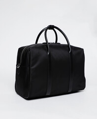 black leather handbag