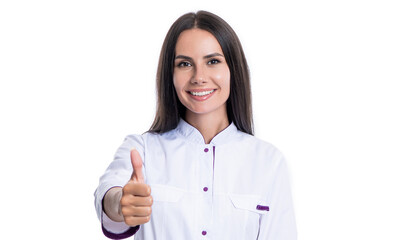 healthcare physician doctor isolated on white. medicine and healthcare. doctor offering advertisement, thumb up. medical health advertisement. nurse work in medicine hospital. healthcare solutions