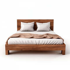 Wooden bed isolated