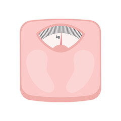 Bathroom scale. Healthy lifestyle, lose weight, diet concept. Flat cartoon illustration