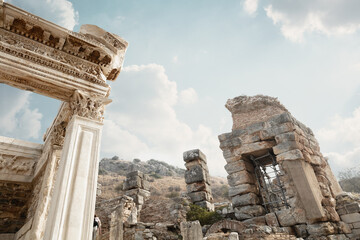 Antique greek  columns in Ancient Ephesus