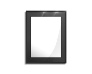 blank photo frame covered with glass on transparent background