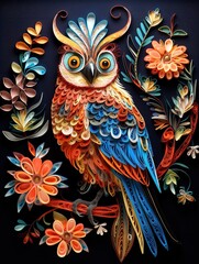 Fototapeta premium Beautiful papercut quilling paper filigree zoo animals