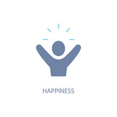 HAPPINESS concept line icon. Simple element illustration.HAPPINESS concept outline symbol design.