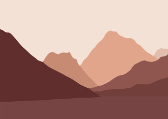 Landscape with mountains. Vector illustration in flat style.