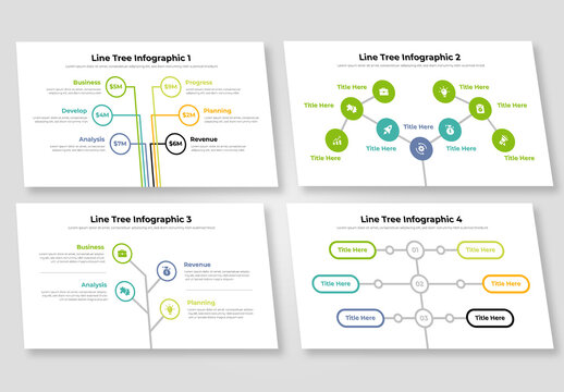 Line Tree Infographic Template layout