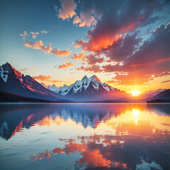 lake sunrise mountain