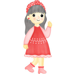 Cute little girl wearing christmas dress 